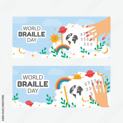 world braille day vector template and brochure design