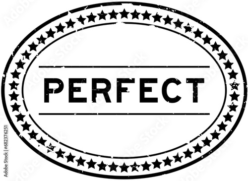 Grunge black perfect word oval rubber seal stamp on white background
