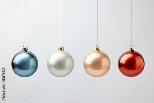 christmas balls hanging on a clothesline