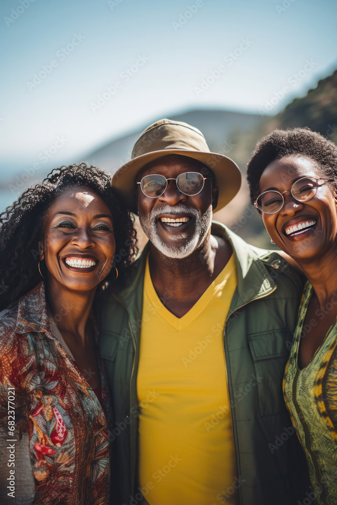 Black Family on a Fishing Trip Outdoors Portrait Black Family on a Fishing Trip Outdoors Portrait
