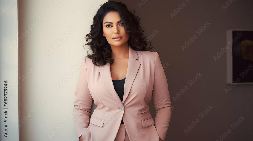 Plus size beautiful business woman model in a suit, in office Plus size beautiful business woman model in a suit, in office