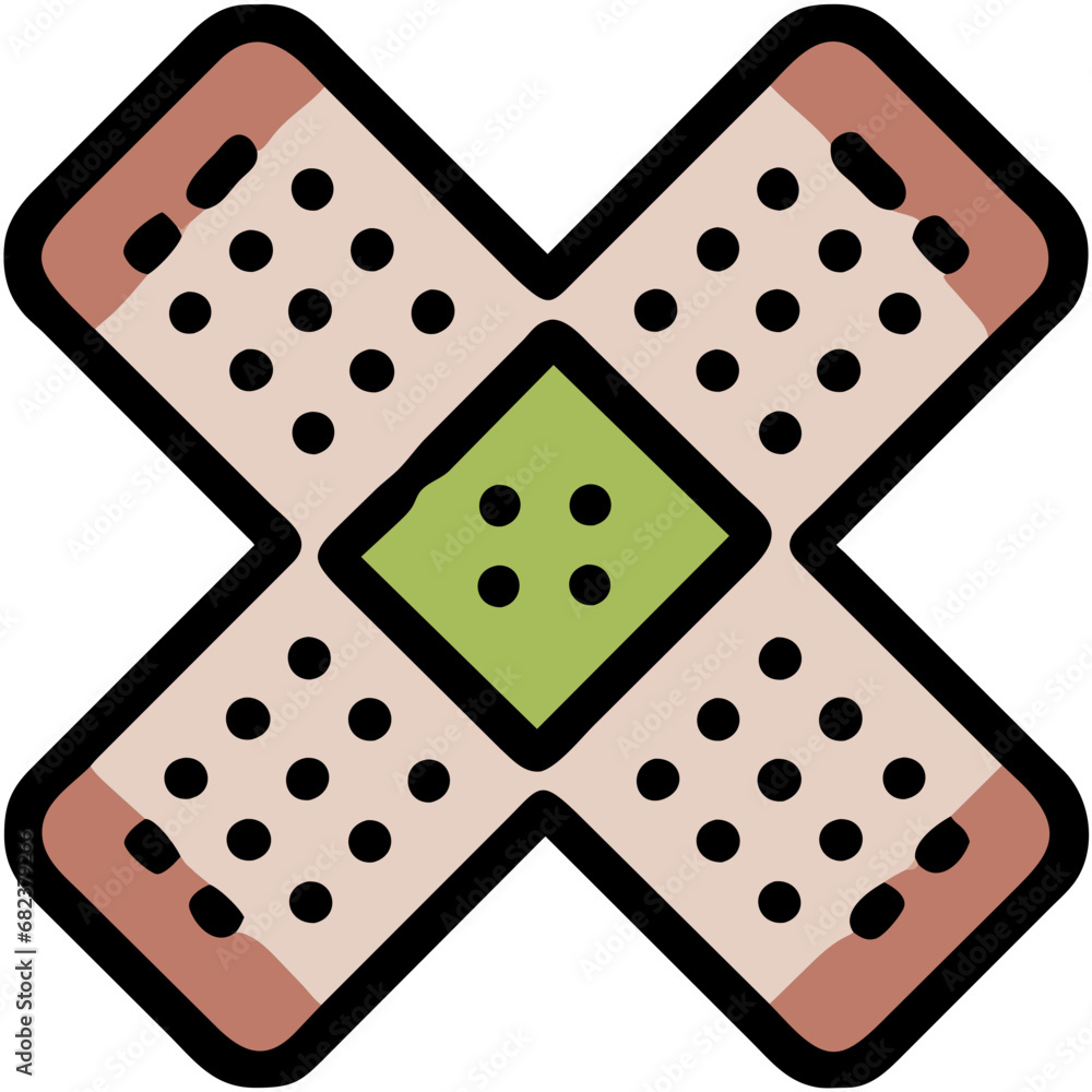 Bandage icon in black and white isolated on a white background. AI Generated Bandage icon in black and white isolated on a white background. AI Generated
