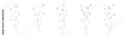Underwater fizzing air bubbles flow on transparent background. Sparkling water