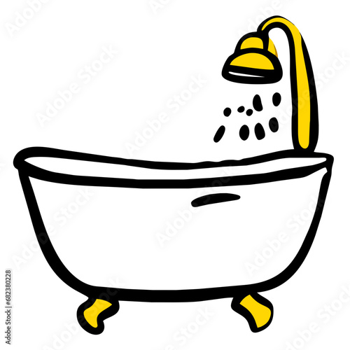 bathtub icon on white background, vector illustration in doodle style Generative AI