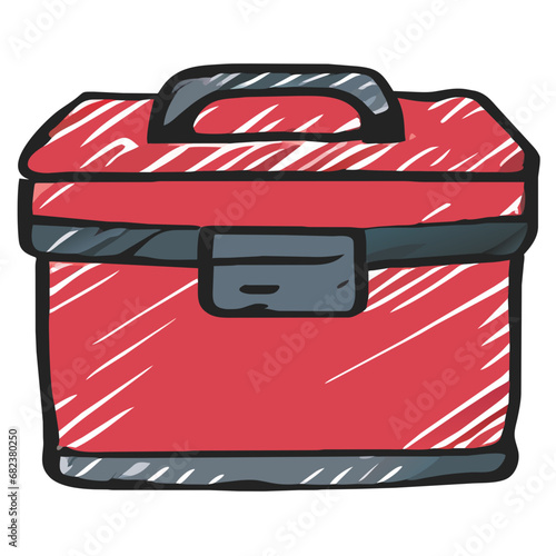 Tool box doodle icon. Hand drawn illustration of tool box vector icon for web design AI Generated