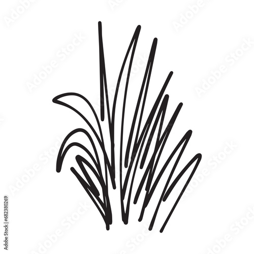 Grass icon illustration  hand drawn in sketch  brush style design and background element
