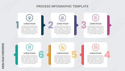 Infographic business template design with icons, 6 step or process.