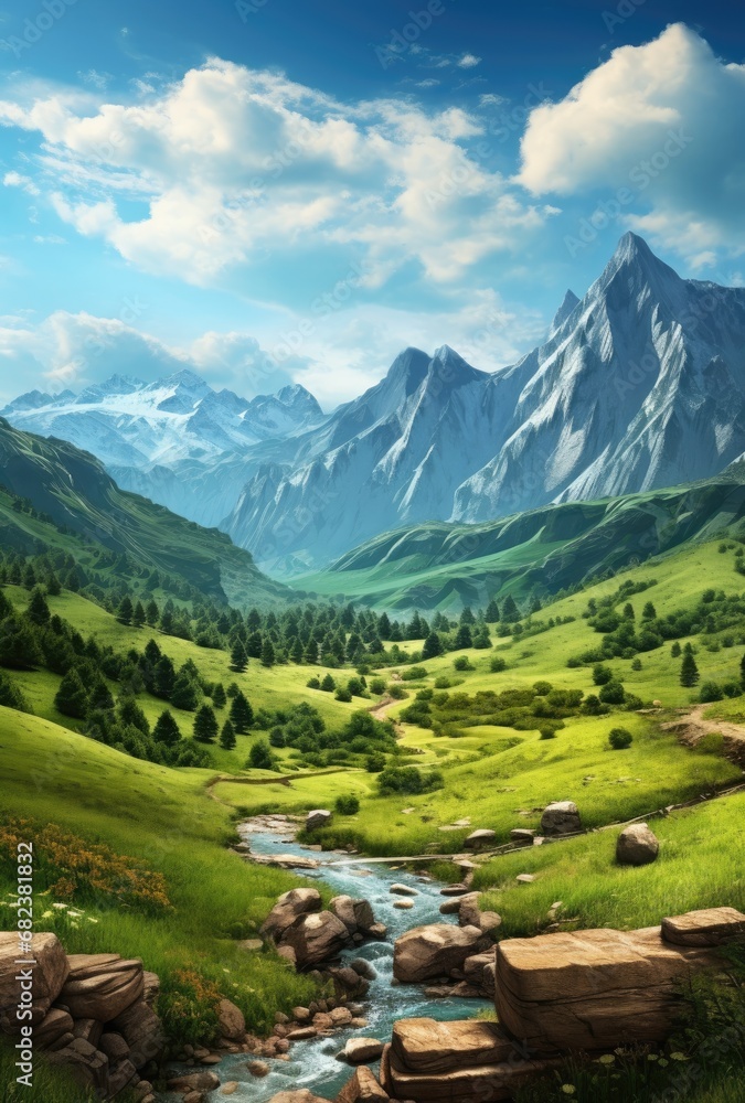 Obraz premium mountain landscape with sky and clouds