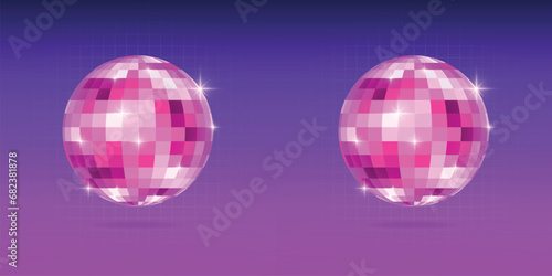 Neon disco ball background and night club party ball light glowing	
