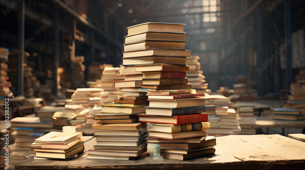 Large pile of books at library. Overflowing. Concept of Book Overload, Library Book Avalanche, Towering Book Collection, Overflowing Literature, Book Pileup. Large pile of books at library. Overflowing. Concept of Book Overload, Library Book Avalanche, Towering Book Collection, Overflowing Literature, Book Pileup.