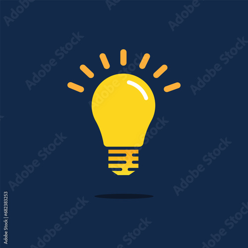 quick tip icon with yellow light bulb. flat trend modern simple logotype graphic design isolated on blue. concept of efficient knowledge or smart brainstorming and being creativity and new aha