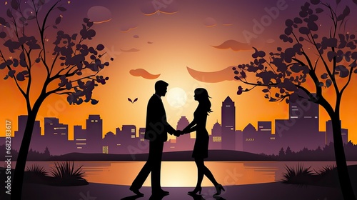   young couple proposing with gifts in heart vector illustration,Valentines Day, Propose day,  Valentines Day date. 
 photo