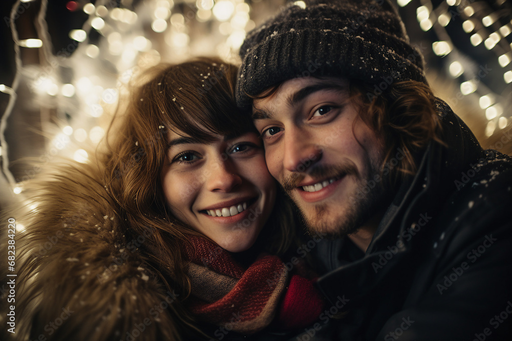 Made with Generative AI picture of adorable couple new year season celebrations portrait Made with Generative AI picture of adorable couple new year season celebrations portrait
