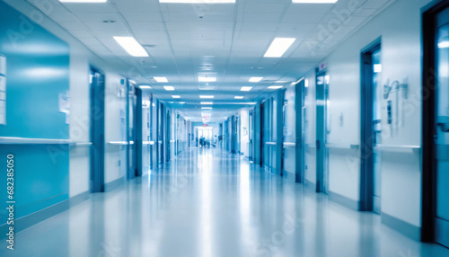 Abstract Healthcare  Blurred Hospital Hallway