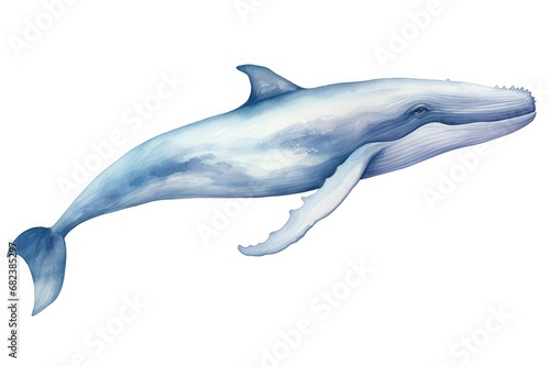 Watercolor illustration of a blue whale isolated on a white background, Watercolor blue whale illustration isolated on white background, AI Generated © Iftikhar alam