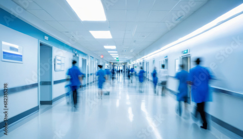 Abstract Healthcare  Blurred Hospital Hallway