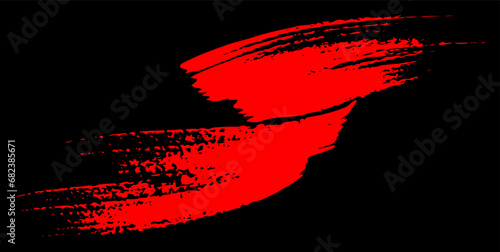 Red paint brush stroke shapes over black background vector design. Cool adverticement banner Black Friday sale or Valentine's card background design.