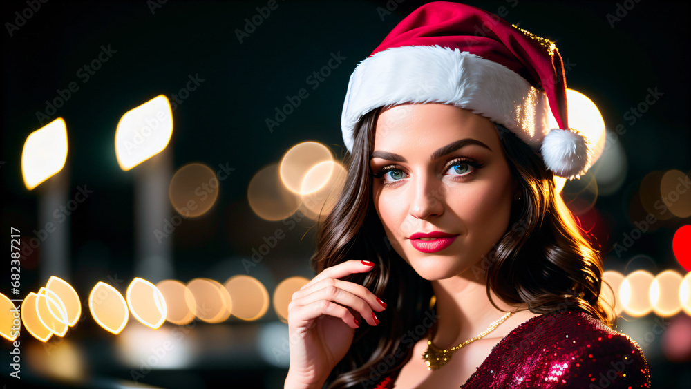 Mère Noel, femme habillée aux couleurs de Noel. vêtements, mode
