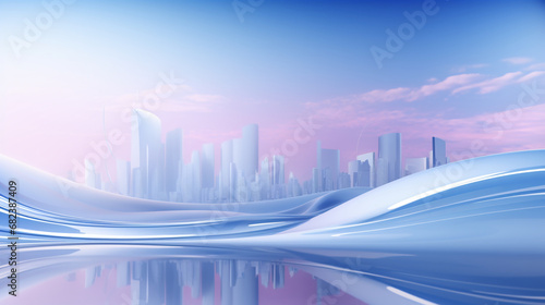 Urban architectural background, aquamarine purple. AI generative