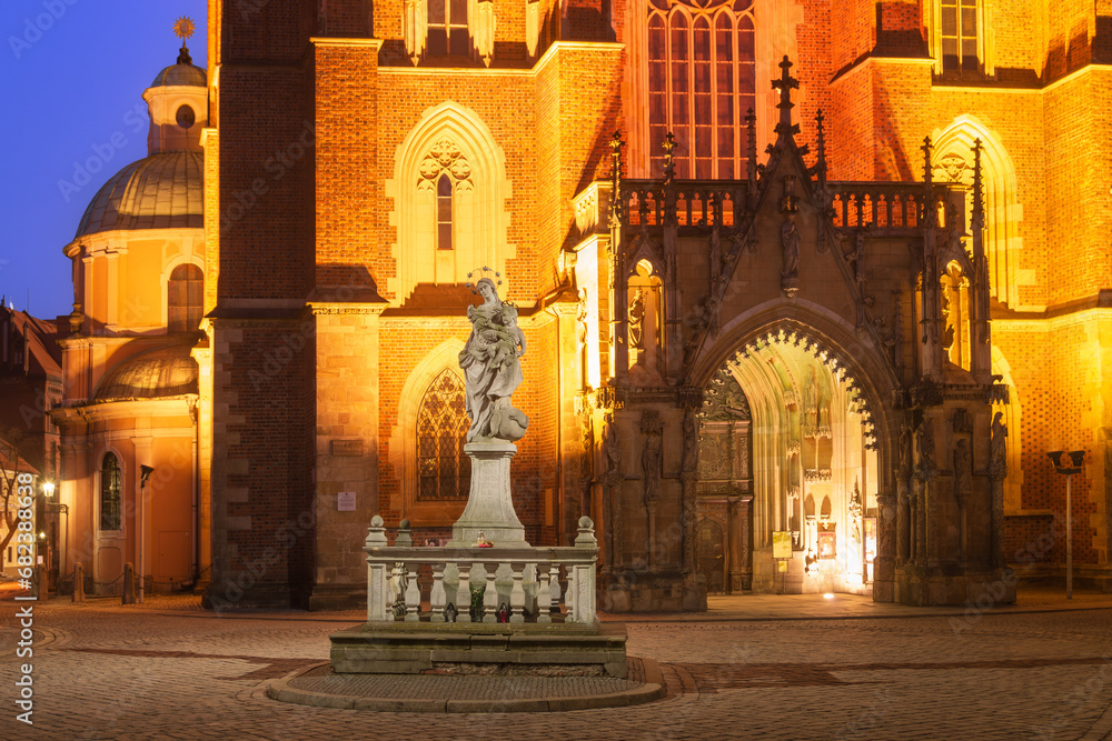NIght in Wroclav - View of the Cathedral
