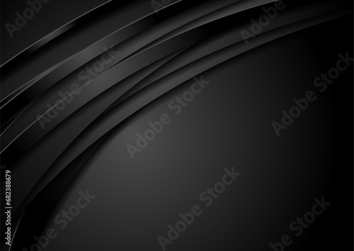 Black waves abstract corporate geometric background. Vector graphic design