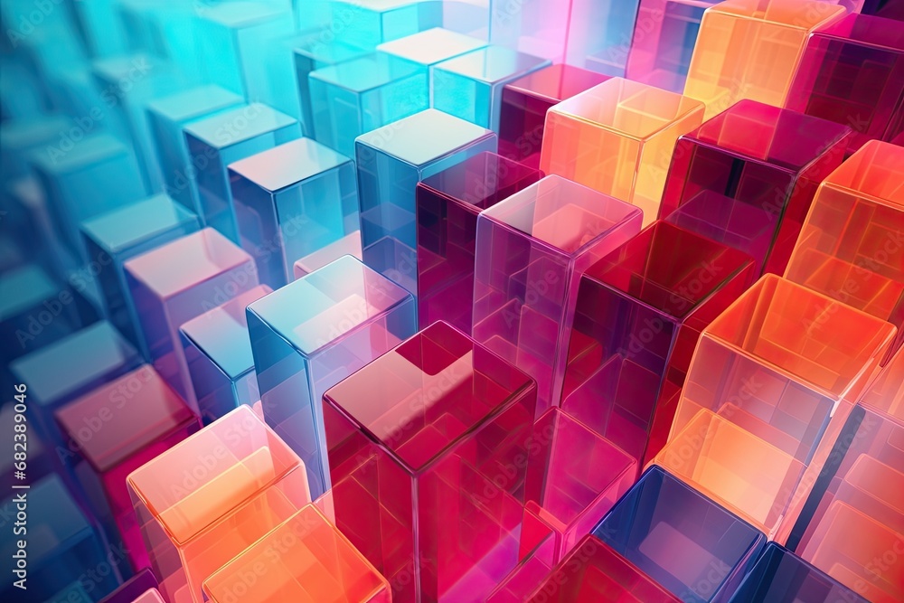 Intriguing and dynamic abstract composition featuring a vibrant array of colorful cubes or squares artfull Intriguing and dynamic abstract composition featuring a vibrant array of colorful cubes or squares artfull