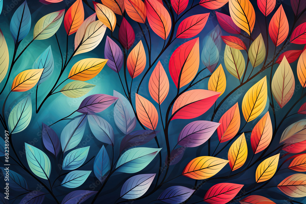 Pattern of colorful autumn leaves. Generated by artificial intelligence Pattern of colorful autumn leaves. Generated by artificial intelligence