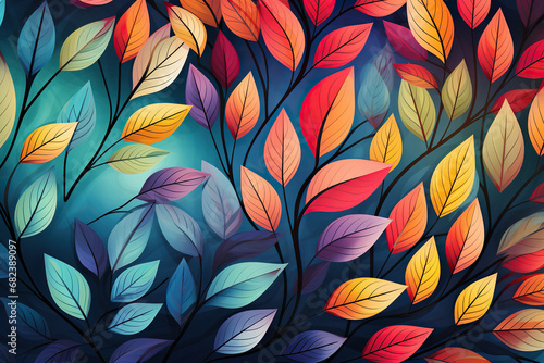 Pattern of colorful autumn leaves. Generated by artificial intelligence