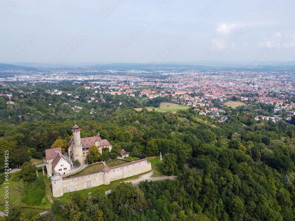 view from the top of the castle altenburg with bamberg in the background