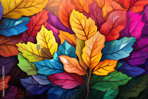 Wallpaper Mural Pattern of colorful autumn leaves. Generated by artificial intelligence Torontodigital.ca