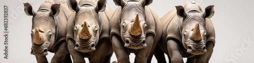Unity of Four Rhinos Standing Side by Side