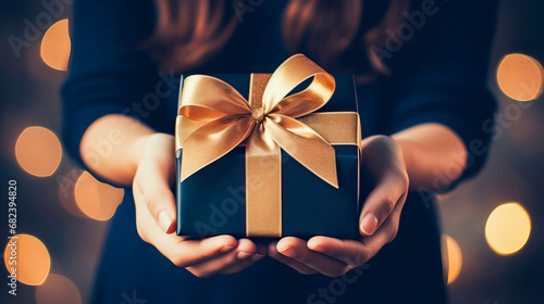 female hands holding a present