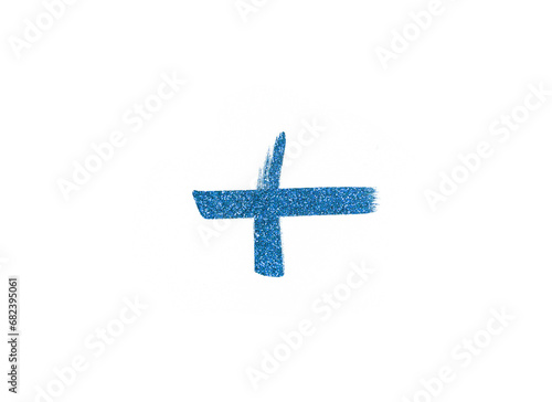 Quadro su tela plus sign blue glitter object on transparent png background