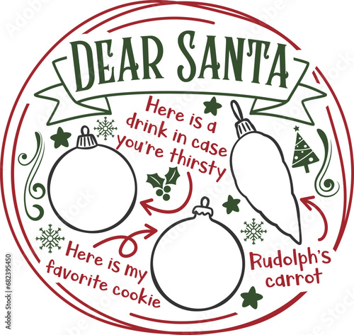 Santa Cookie Plate - Christmas Tray Illustration