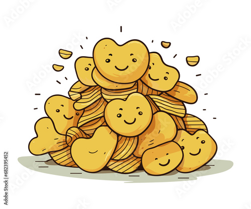 Potato chips cartoon character vector illustration
