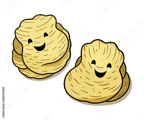 Potato chips cartoon character vector illustration