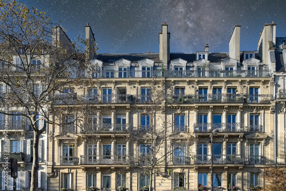 Paris, beautiful buildings, boulevard Beaumarchais, in the 11e arrondissement
