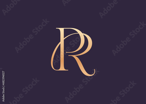 Initials monogram letter PR/RP luxury logo design vector template