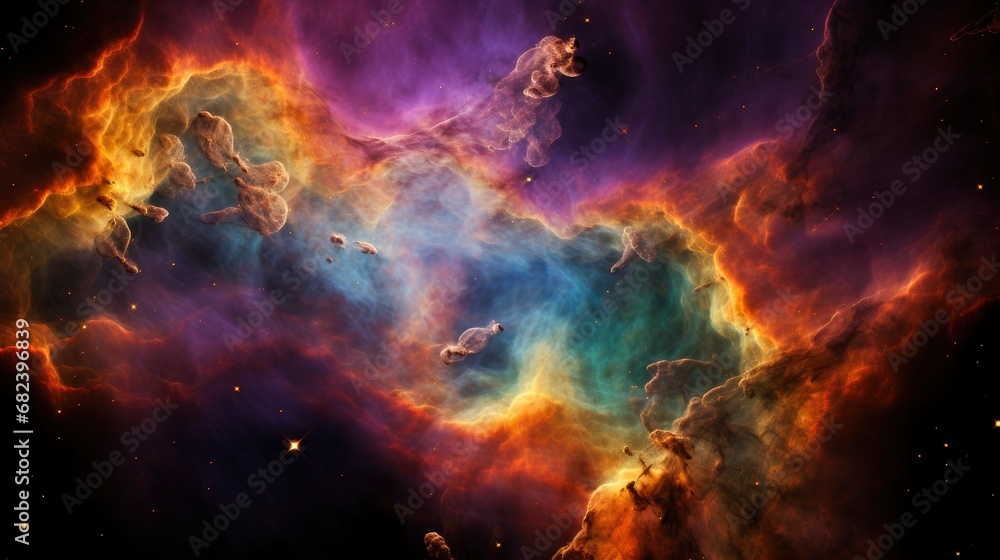Colorful nebula, detailed image, high resolution, James Webb Space Telescope
