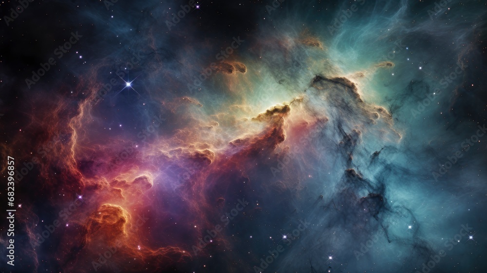 Fototapeta premium Colorful space nebula detailed image, high resolution