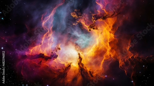 Colorful nebula, detailed image, high resolution, James Webb Space Telescope © shooreeq