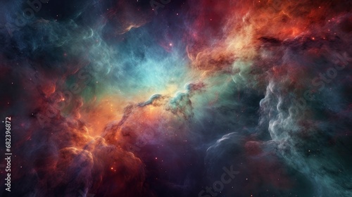Colorful space nebula detailed image, high resolution © shooreeq