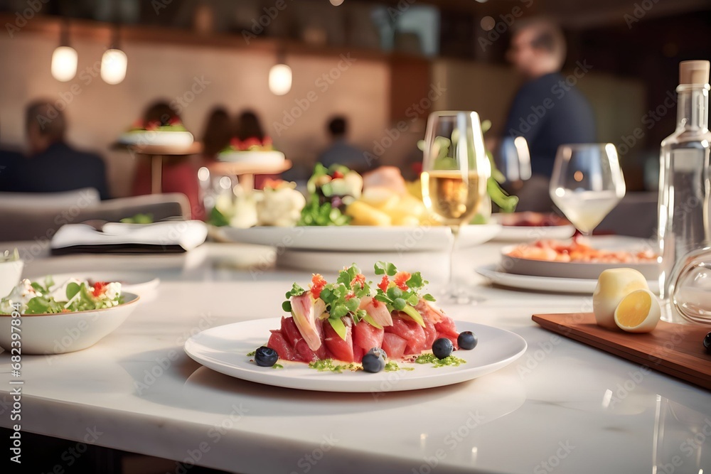Table fresh food in luxury modern restaurant Table fresh food in luxury modern restaurant