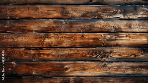 Aged Wooden Wall with Deep Brown Color and Rough Texture