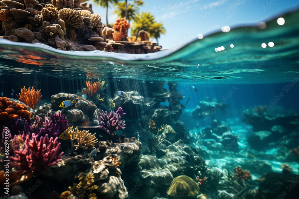 vibrant ecological importance and fragility of coral reefs, embodying