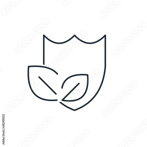 Natural shield, protection.  Vector linear illustration icon isolated on white background.