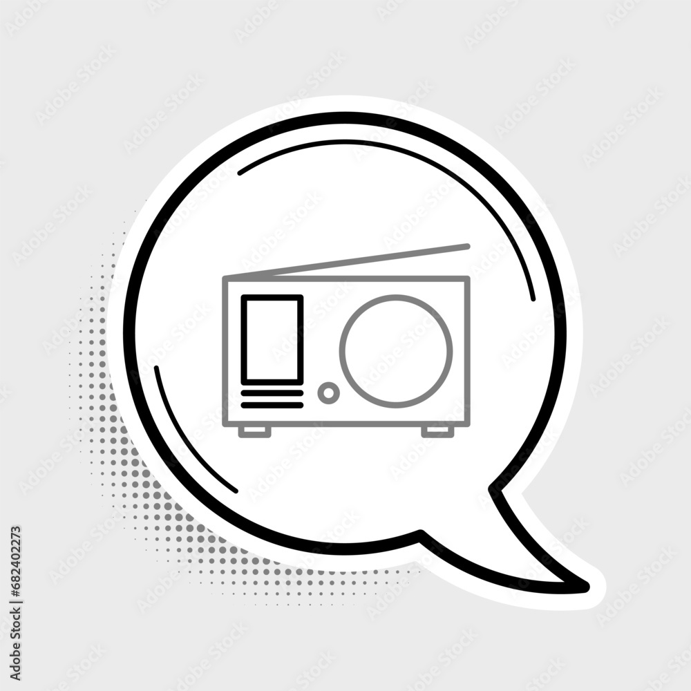 Line Radio with antenna icon isolated on grey background. Colorful outline concept. Vector Line Radio with antenna icon isolated on grey background. Colorful outline concept. Vector