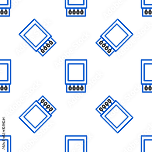 Line Open matchbox and matches icon isolated seamless pattern on white background. Colorful outline concept. Vector