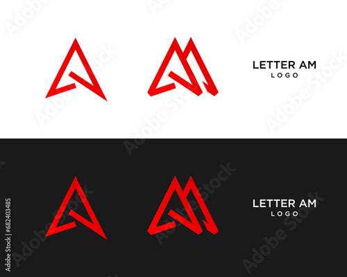 AM letter monogram geometric bold shape industry logo design.