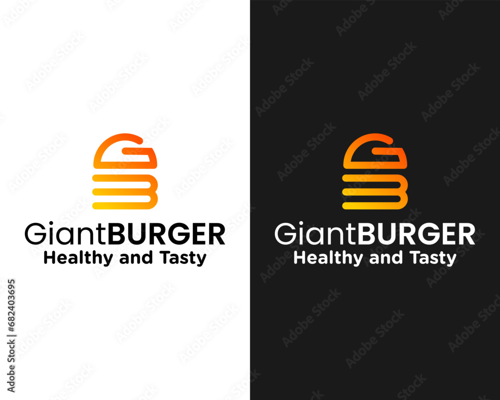 GB letters monogram burger restaurant logo design. - obrazy, fototapety, plakaty 
